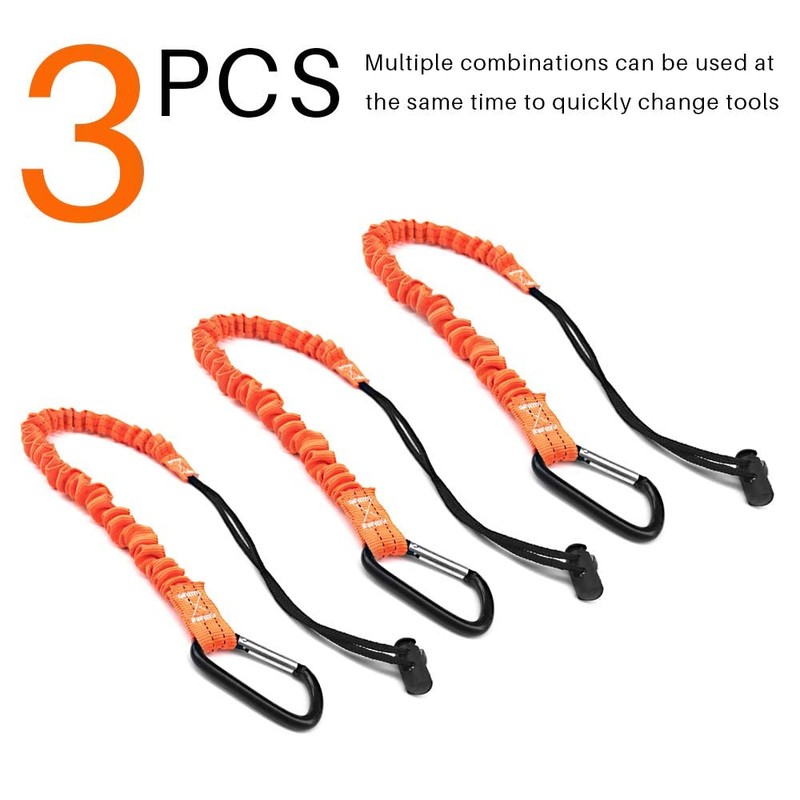 Tool Lanyard, Quick Release Shock Absorbing Safety Lanyard Retractable Bungee