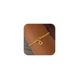 Decholly Bracelets for Women Trendy - 18K Gold Plated Letter G Initial Bracelet Dainty Gold Knot Initial Bracelets for Women Trendy Jewelry Gifts