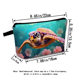 MoCaliduccious Turtle Print Women Makeup Bag Small Travel Cosmetic Bag Small Zipper Toiletry Kit Organizer