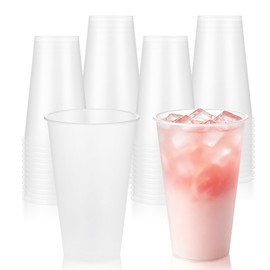KesaPlan 50 Pack 16oz Clear Frosted Plastic Cups, Disposable Wedding Bulk Glasses Cup for Hot & Cold Drinks, Custom Party Tumblers for Coffee Cocktail Stadium Birthday Graduation Reception Supply