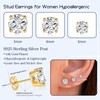 3 Pairs 14k Gold Studs Earrings for Women Hypoallergenic Cubic