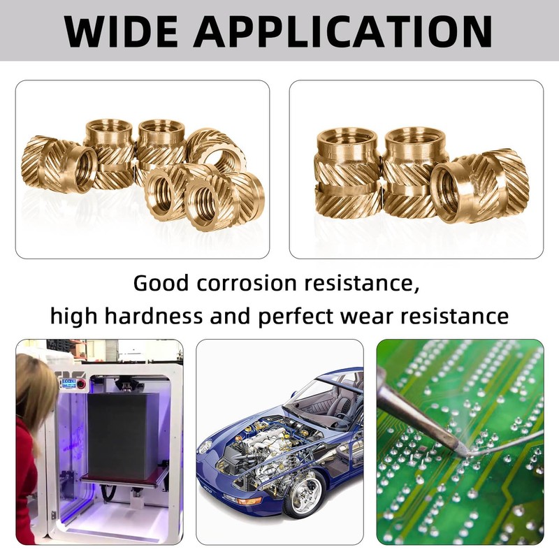 M3 x 5mm L x 5mm OD Threaded Inserts, 100