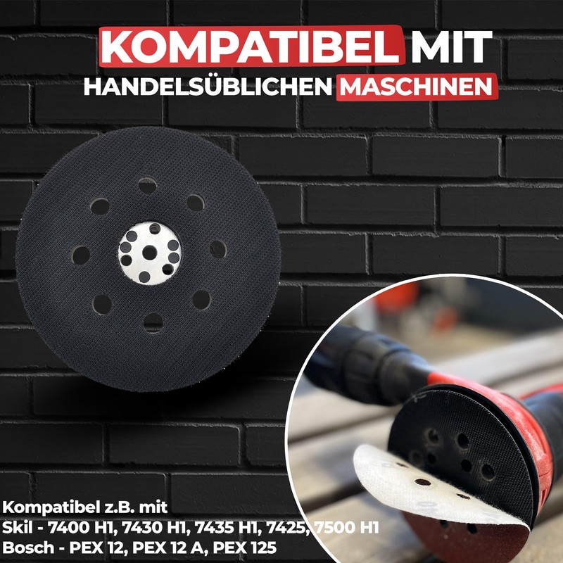 RIKAMA® Sanding Disc, Diameter 125 mm, Velcro, Suitable for Bosch/Skil,