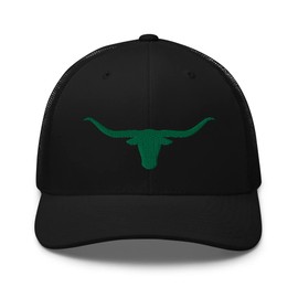 RIVEMUG Green Texas Western Trucker Hat Longhorn Mid Crown Curved Bill Rodeo Cowboy Ranch Adjustable Cap