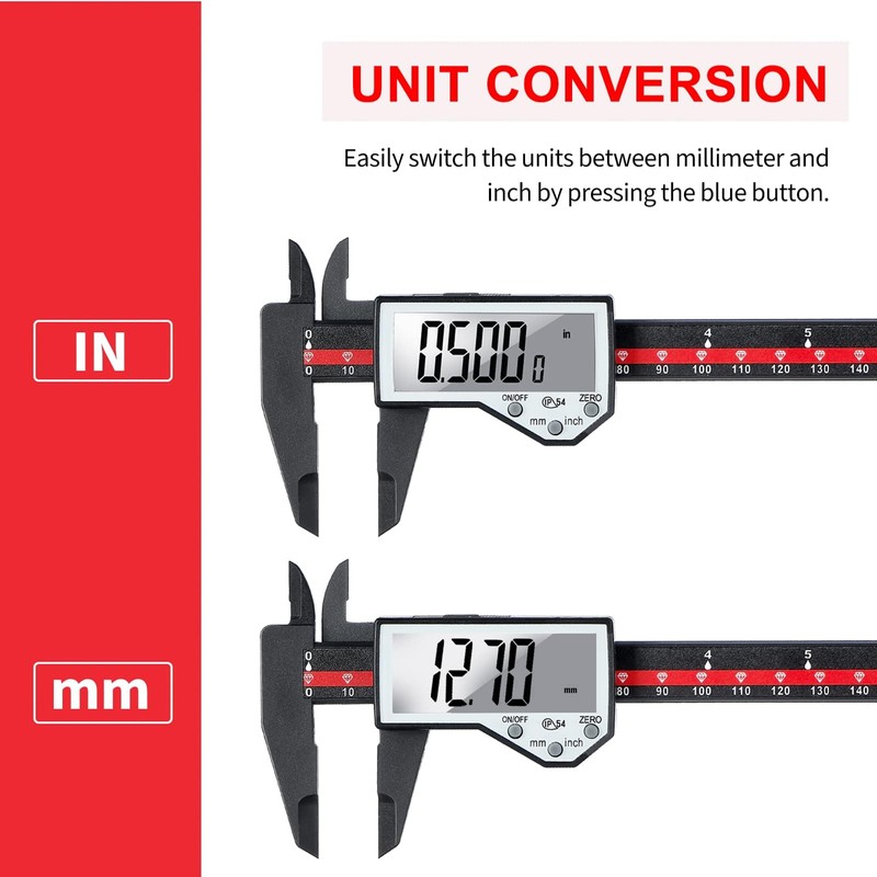 Digital Caliper, 0-6" Electronic Caliper Auto - Off Feature with