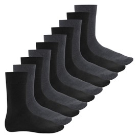 Footstar Men's Cotton Socks (10 Pairs) Hand Linked Flat Toe - Everyday!, Anthra-black