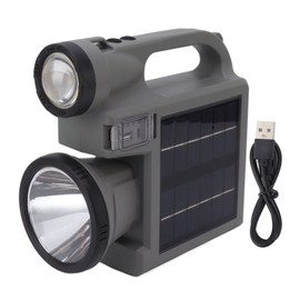 Solar Flashlight Handheld LED Spot Light Flashlight with Dual Side Solar Panel for Outdoor Emergency Camping Hunting