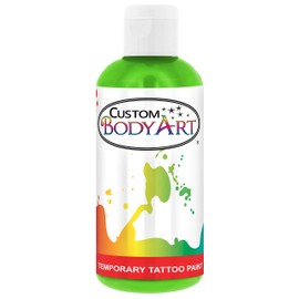 Custom Body Art 8-Ounce Lime Green Temporary Airbrush Tattoo Body Art Paint Alcohol Based
