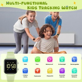 Timever - Relojes digitales para niños y niñas, reloj deportivo con rastreador de fitness, podómetro, reloj despertador, cronómetro, sin necesidad de aplicación, reloj impermeable para niños, regalo