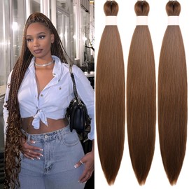 Brown Prestretched Braiding Hair 26 Inches Long Synthetic Braiding Hair Colorful Inch Free Ez Braid Prestretched Knotless Braids