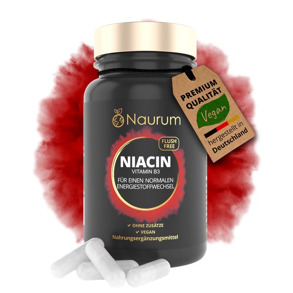 NAURUM® Niacin (Vitamin B3) 50 mg - High Dose Inositol Hexanicotinate - 60 Vegan Capsules, 2-Month Supply - Flush Free, No Unnecessary Additives - Laboratory Tested & Made in Germany