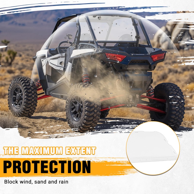 ECOTRIC Rear Windshield Compatible with 2014-2023 Polaris RZR XP 1000/