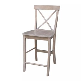 International Concepts X-Back Counter height Stool - 24" Seat Height, Washed Gray Taupe