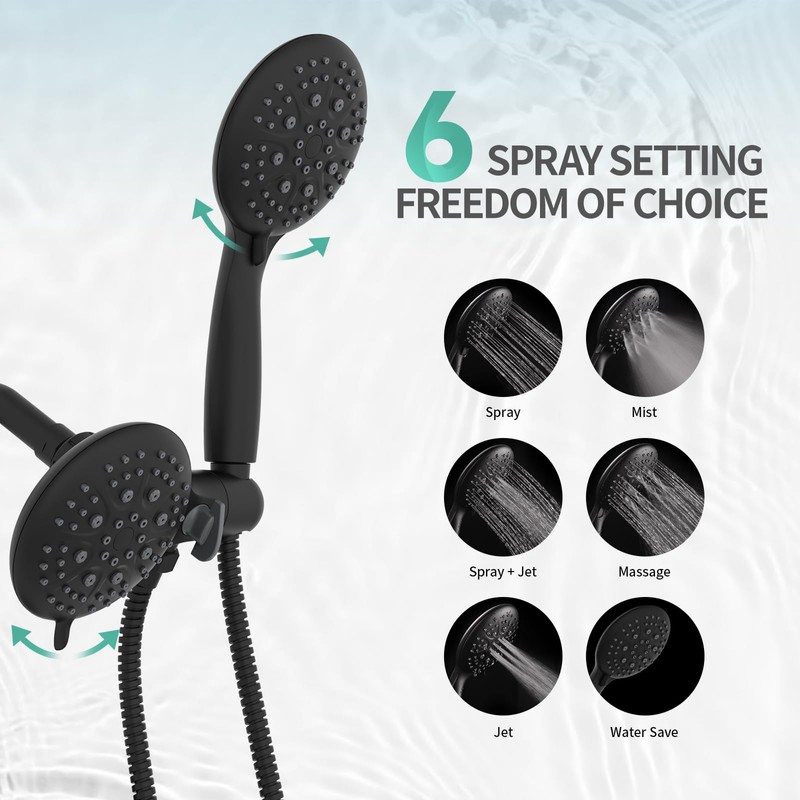 SR SUN RISE 6-Spray Shower Faucet 3-Way Combo Shower Head