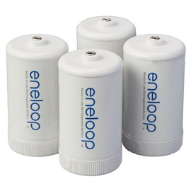 Panasonic BQ-BS1E4SA eneloop D Size-Battery Use With eneloop Ni-MH-Rechargeable AA-Battery Cells-Adapters , 4 Pack