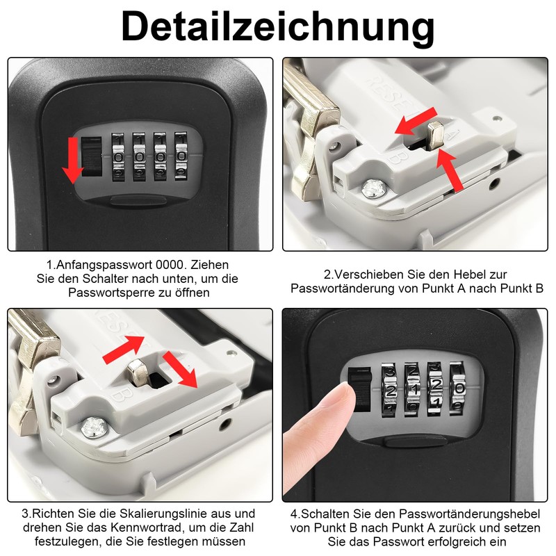 ZITUZY Outdoor Key Safe 4 Digit Key Safe with Number