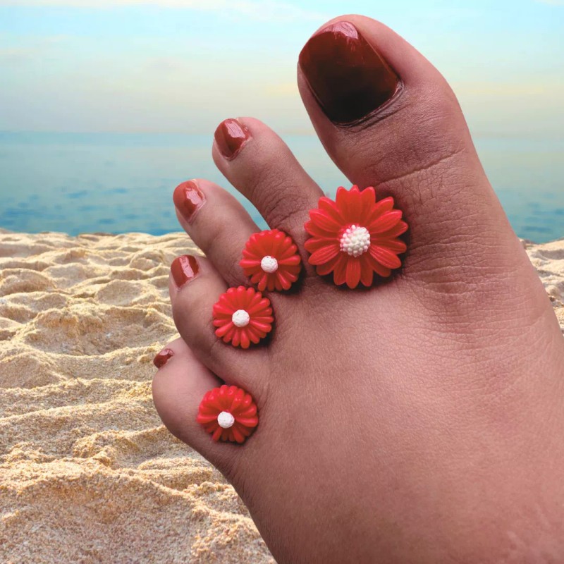 Jelly Therapy Spa Separadores Dedos Silicón Flor Roja