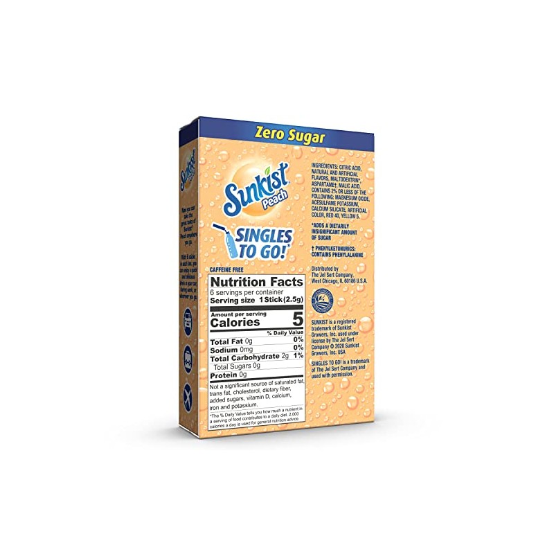 Sunkist Soda SINGLES TO GO! Drink Mix In 12 Boxes