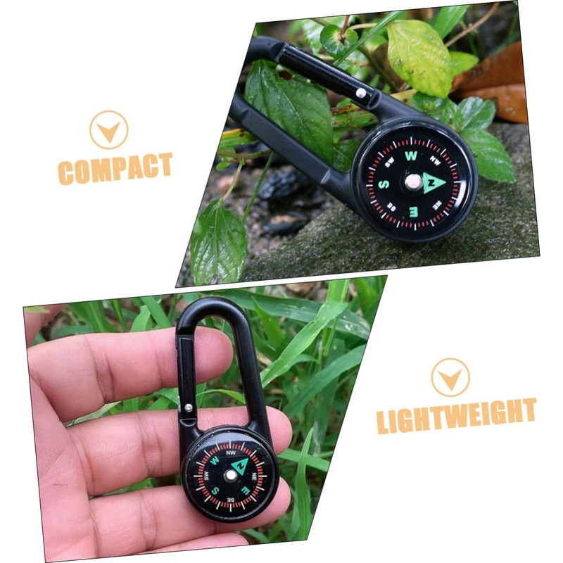 WHAMVOX Camping Compass Carabiner Clip Multi-Function Hiking Gear for Outdoor