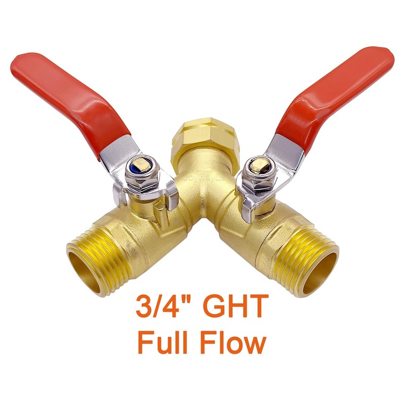 Joywayus Brass 3/4" GHT Garden Hose Splitter Full Flow 3-Way