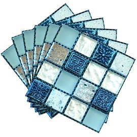 ANCLLO 40 PCS PVC Mosaïque Mur Carrelage Transferts Autocollants Auto-Adhésif Étanche Cuisine Salle De Bains Carrelage Mur Autocollant Vinyle Art Stickers Décoration de La Maison 10 x 10 cm (Bleu)