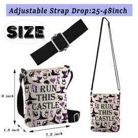 BDPWSS Maleficent Gift Maleficent Villain Inspired Crossbody Bag Evil Queen Gifts I Run This Castle Villain Gift (Run castle male CbagCA)