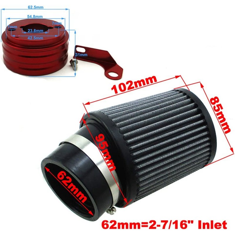62mm Carburetor Carb Air Filter Adapter Kit For 6.5 HP