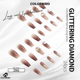 COLORBIRD Z591 Long Nail Tips, 24 Pieces, Pink, Nail Tips, Short, Cute, Ballerina