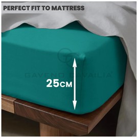 GC GAVENO CAVAILIA | Fitted Sheets (182 x 203 Cm) - Plain Dyed Bedding Bedsheets - Non Iron Superking Fitted Sheet | Deep Teal