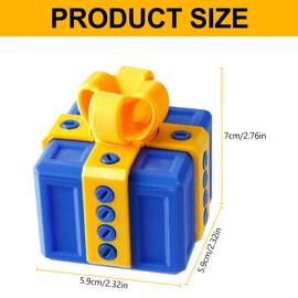 Lotsdonxia 3D Printed Gift Box – 6x6x6cm Annoying Gift Box Fun and Engaging Gift Creative DIY Puzzle Gift Box for Small Jewellery, Toys, Cash, and Surprises (Gold & Blue)