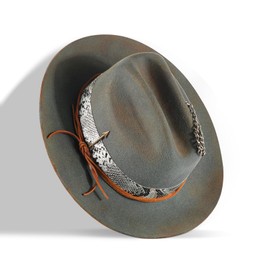 Open Road Hat Fedora Hat Pure Wool Felt Hat Vintage Rancher Hat Airway Vented Panama Hats for Men Women