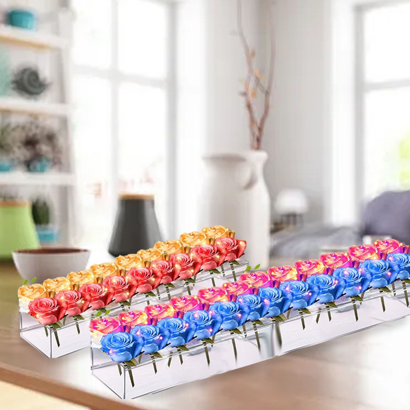 Acrylic Flower Vase Clear Rectangular Centerpiece Box Home Decoration for