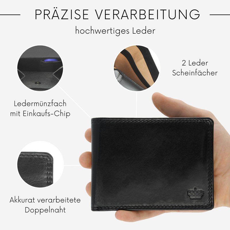 Baur Men's Genuine Leather Wallet with RFID Protection, Landscape Format,