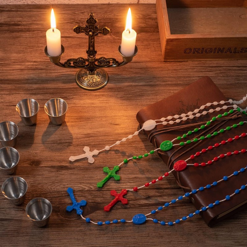 JUXINGDAZYF Bulk Rosaries Pack of 100, 17 Inch Assorted Plastic