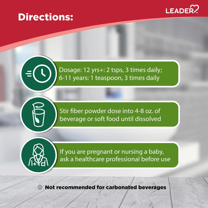 Leader Prebiotic Fiber Supplement Powder for Digestive Health, 100% Natural