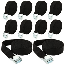 MUXHEL Pack of 10 5 m Black Tie Down Straps, 25 mm Wide Adjustable Lashing Strap Lashing Strap with Clamping Lock, Bicycle Carrier Attachment Strap for Car, Bicycle, Motorcycle, Luggage,