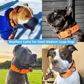 Heavy Duty Tactical Dog Collar - 1.5" Width Military Durable Thick Nylon with Adjustable Metal Buckle Working Training K9 Collar for Small Medium Large Dogs Orange M