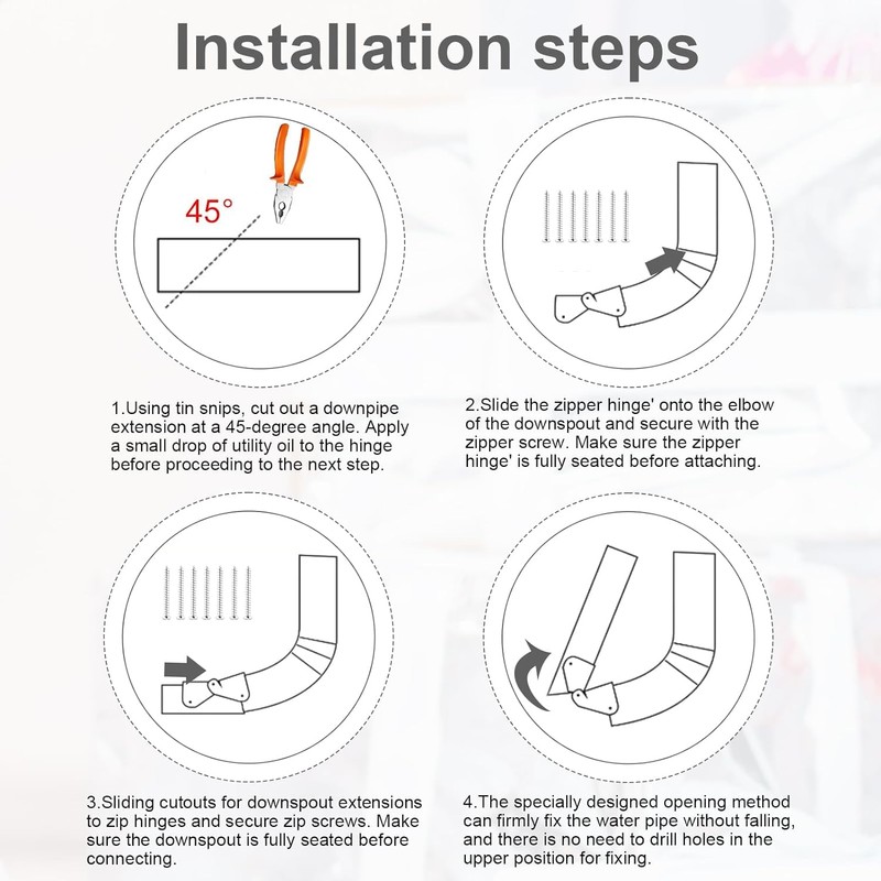 6 Pack Gutter Extension Hinge Stainless Steel Downspout Extension Flip-Up