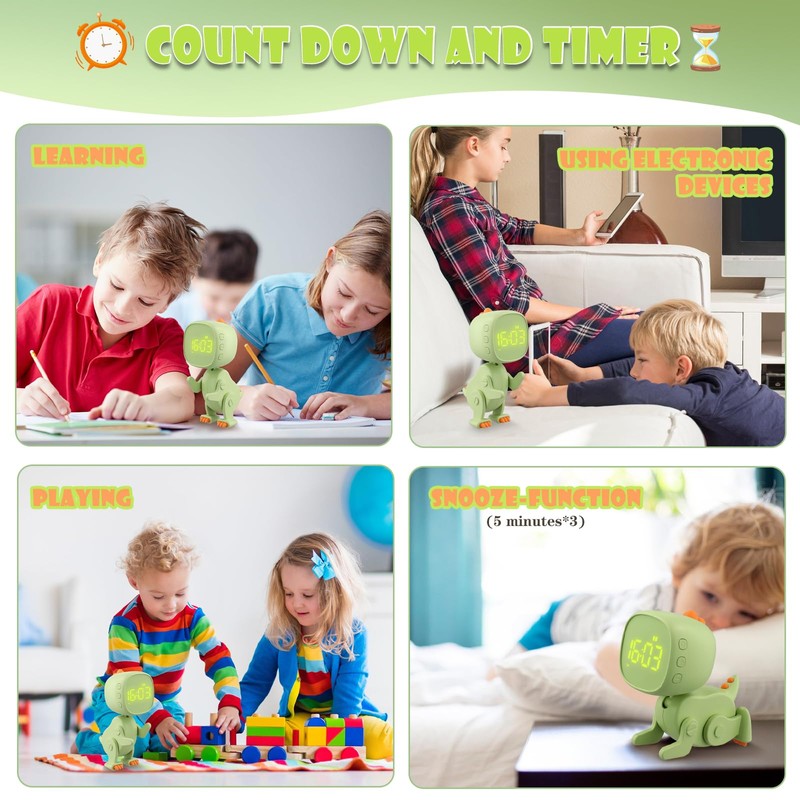 Children's Alarm Clock with 3 Alarm Indicators - Digital Alarm
