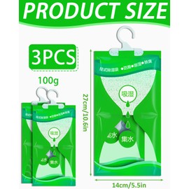 TPZORJX Kleiderschrank Feuchtigkeitsabsorber 3 100 g Pack Hanging Luftentfeuchter gegen Feuchtigkeit Anti-Schimmel Desodorierende Feuchtigkeitsbeständige Trockenmittel-Tasche für Küche/Kleiderschrank