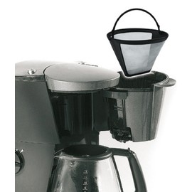 Fackelmann Silberton Dauerkaffeefilter Nr. 4, Permanent Filter aus Edelstahlgewebe - für Kaffee & als Teesieb verwendbar (Farbe: Silber/Schwarz), Menge: 1 Stück