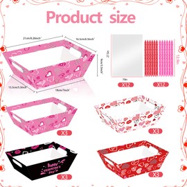 EUVBOKW 12 Pcs Valentine Gift Baskets,Love Heart Empty Boxes with Cellophane Bags and Ribbons for Romantic Valentine's Day Gifts and Wedding Decor (Valentine)