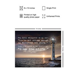 The Devil Whispered I Am The Storm - Lighthouse Wall Decor - Motivational Wall Art - Office Decor - Encouragement Gifts - Encouraging Decoration - Entrepreneur Gifts - Inspirational Quotes