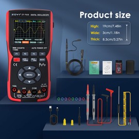 Ovshnrr Digital Oscilloscope Multimeter 2 in 1, Handheld Digital Oscilloscope, 10MHz Bandwidth 48MSa/s Sample Rate, Auto Calibration Function DC/AC Voltage/Current Test