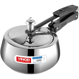 Vinod Europa Stainless Steel Inner Lid Pressure Cooker - 3 Litre | Handi Shape | Sandwich Bottom Cooker | Induction and Gas Base | ISI and CE certified - 2 Years Warranty