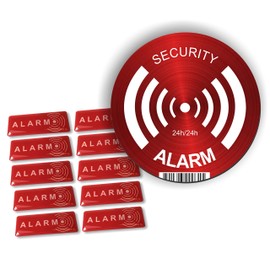 10 x Aluminium Sign Stickers - Alarm - Deterrent for Thieves - Extremely Resistant to Scratches, Rain, Gel, UV Rays