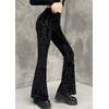 XKBHYD Women's Gothic Punk Velvet Pants Retro Print Black Pants