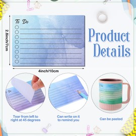 Pajean 9 Pcs/450 Sheet to Do List Sticky Note 3x4 Inch Self Stick Pads with Line Colored Planner Sticky Note Adhesive Memo for Office, Meeting, School, Study, Home Reminder (Watercolor)