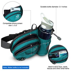 WATERFLY Hiking Waist Bag Fanny Pack with Water Bottle Holder for Men Women Running & Dog Walking Fit All Phones (Bottle Not Included)