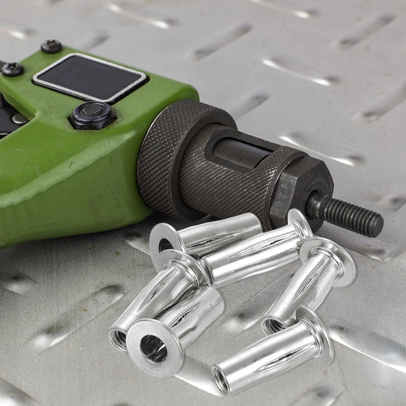 uxcell M5 Multi-Grip Rivet Nuts, 6pcs Pre-Bulbed Shank Flat Head